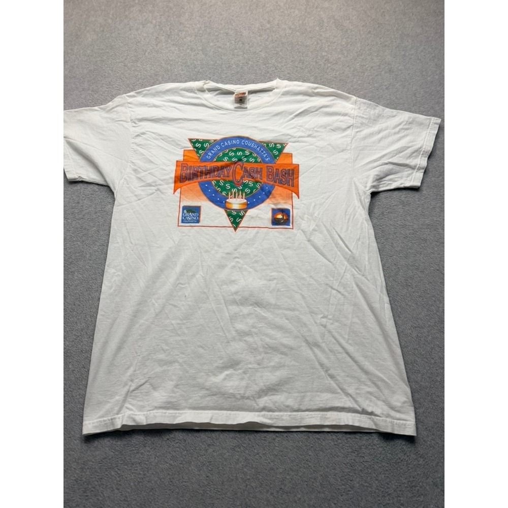 Fruit of the Loom Grand Casino Coushatta Birthday Cash Bash T-Shirt XL White